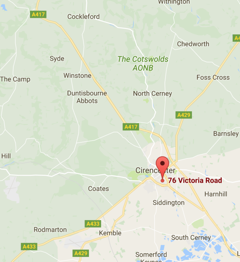 map image of 76 Victoria Road, Cirencester